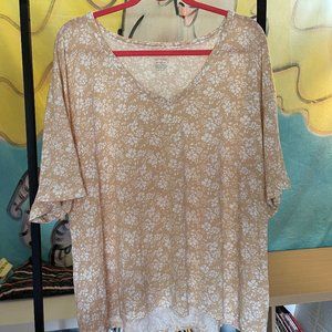 American Eagle Taupe Floral Oversized Soft & Sexy Tee, XXL